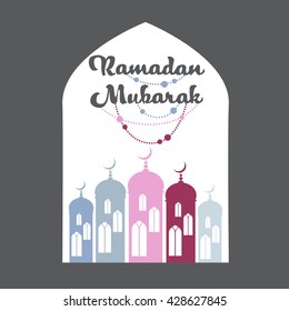 Ramadan Mubarak Mosque Window Vector Illustration