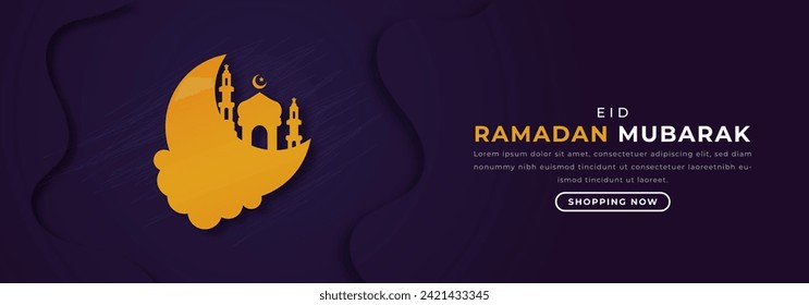 Ramadan Mubarak Paper cut style Vector Design Illustration for Background, Poster, Banner, Advertising, Greeting Card