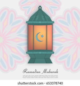 Ramadan Mubarak. Paper cut style design. Vector design for Islamic or Muslim traditional religious holiday celebration.