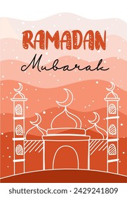 Ramadan mubarak potrait wallpaper with cloud, moon and night background