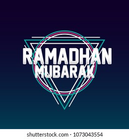 ramadan mubarak sign or label with triangle background for greeting card or poster event and holidays