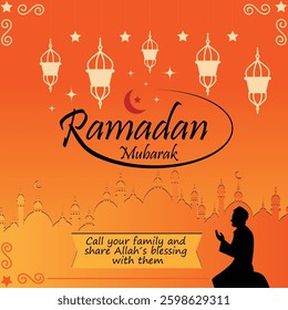 Ramadan Mubarak Social Media Post Design, Islamic Festival Social Media Post Design Template