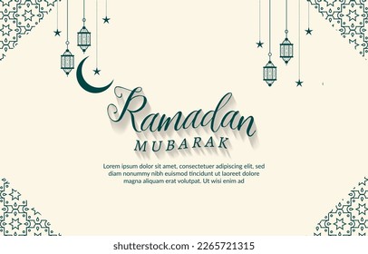 banner de plantilla de ramadan mubarak con una bella ilustración brillante adorno islámico lujoso y diseño abstracto de fondo blanco y verde