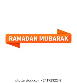 Ramadan Mubarak Text In Orange Rectangle Ribbon Shape For Information Announcement Social Media Business Marketing
