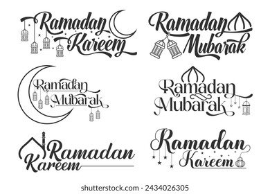 Ramadan Mubarak Typography Bundle, Calligrafía islámica Ramadan Kareem, Ramadan Kareem, Ramadan Kareem Calligraphy Design, Tipografía de diseño, Caligrafía islámica, Arte islámico moderno