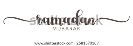 Ramadan Mubarak typography calligraphy text vector signature modern luxury lettering for holy month banner, poster others