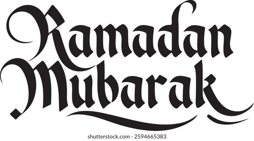 Ramadan Mubarak typography, calligraphy vector on white background.