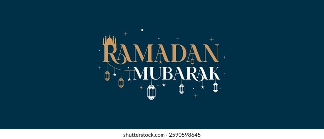 Ramadan mubarak typography logo, islamic background
