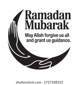 Ramadan Mubarak typography with mosque silhouette and Islamic ornament, story and thumbnail friendly design.