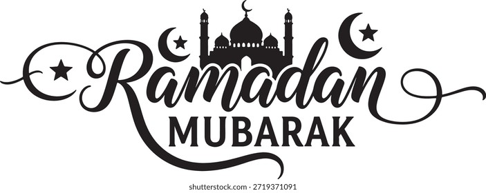Ramadán mubarak Arte vectorial con mezquita y luna creciente