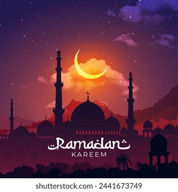 Ramadan Mubarak Vector Background Design Template 