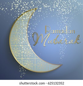 Ramadan Mubarak. Vector illustration. Gold patterns.