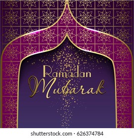Ramadan Mubarak. Vector illustration. Gold patterns.