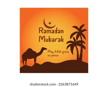 Ramadan Mubarak written in Islamic Arabic script can be used as a greeting card, poster and banner design. Ramada Mubarak Template vector illustration. Ramada greeting card vector. 