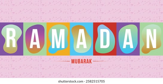 Ramadan Mubarak-Ramadan Kareem Urdu-Arabic creative typography with pattern-Texture and with background