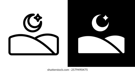 ramadan night line and glyph icon, outline and glyph vector sign, linear and glyph style pictogram isolated on white and black. islamic Symbol, logo, icon, illustration