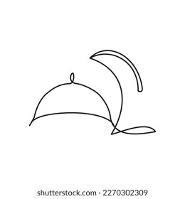 Ramadan Night Line. Simple line drawing of Dome and moon crescent. Vector illustration of Mosque Line for icon, symbol, logo Ramadan, Tarawih and Eid. Islam line icon - Muslim symbol Eps.