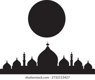Ramadan Nachtmoschee mit Vollmond Silhouette