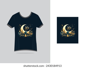 Ramadan ntight moon t shirt design template