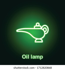 Ramadan oil lamp outline neon icon. Element of Ramadan day illustration icon. Signs and symbols can be used for web, logo, mobile app, UI, UX