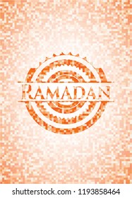 Ramadan orange mosaic emblem with background