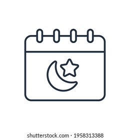 Diseño de ilustraciones vectoriales del calendario de contorno de Ramadán, este vector es adecuado para iconos, logotipos, ilustraciones, pegatinas, libros, portadas, etc.