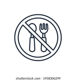 Ramadan outline forbidden to eat icon vector illustration design, this vector is suitable for icons, logos, illustrations, stickers, books, covers, etc.