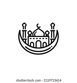 Ramadan Umriss Symbol Vektorgrafik. Ramadan-Symbol. Moschee-Symbol