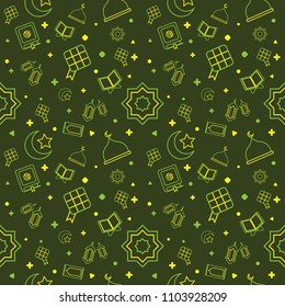 Ramadan outline pattern with green background