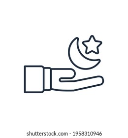 Ramadan outline pray icon vector illustration design, this vector is suitable for icons, logos, illustrations, stickers, books, covers, etc.