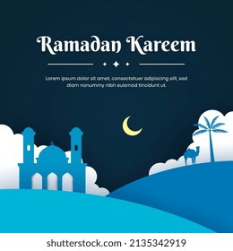 Ramadan paper cut illustration. Suitable for social media posts, posters, etc.