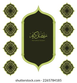 Ramadan pattern poster. 3d gold border with dark blue color. ramadan kareem