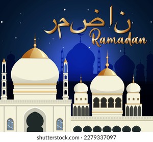 Diseño de afiches de Ramadán con ilustración de caligrafía árabe