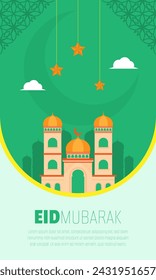 Ramadan-Poster mit Moschee und hängendem Stern
