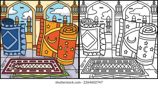  Ramadan Prayer Mats Coloring Page Illustration