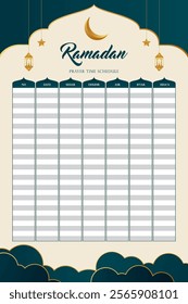 Ramadan prayer schedule template one month