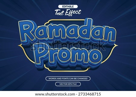 Ramadan promo editable text effect with blue background