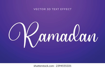 Ramadan Purple 3D editable text effect template style premium vector Eps10