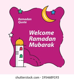 Ramadan quote card design template. Welcome ramadan mubarak card.