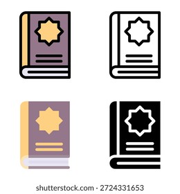 Vector del icono del libro del Corán de Ramadán, símbolo islámico del mes sagrado, 