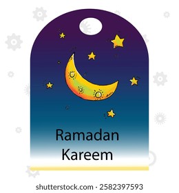 Ramadan Raya Islamic style label collection with mosque, crescent moon, stars, lantern and ketupat. Holiday festive premium label set