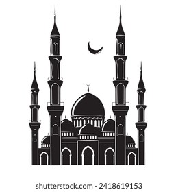 Ramadan Reflections Contemporary Black and White Mosque Laser-Cut Design 