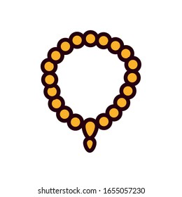 Ramadan rosary line and fill style icon design, Islamic muslim religion culture belief religious faith god spiritual meditation and traditional theme Vector illustration