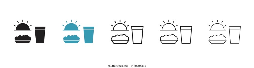 Ramadan Sahur Time Icons. Early Morning Meal and Fast Preparation Symbols