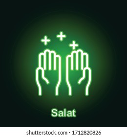 Ramadan salat outline neon icon. Element of Ramadan day illustration icon. Signs and symbols can be used for web, logo, mobile app, UI, UX
