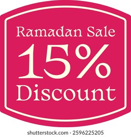 Ramadan Sale 15 Percent Discount Sticker Tag