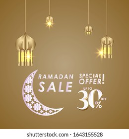 Ramadan Sale up to 30% off Special Offer Vector Template Design Illustration