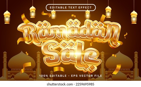 ramadan sale 3d text effect and editable text effect whit mosque and Islamic background