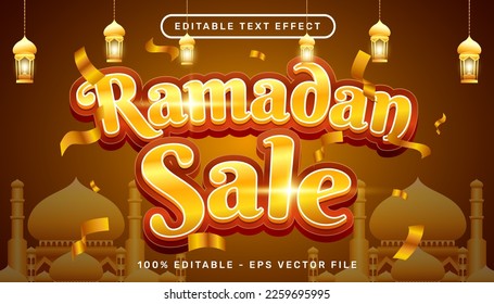 venta ramadan efecto de texto 3d y efecto de texto editable mezquita blanca y fondo islámico