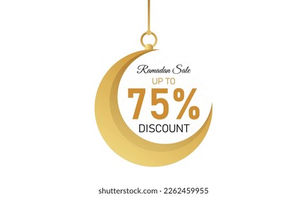 Rabatt von bis zu 75 % auf Vektorgrafik-Vorlage, Rabatt auf den Verkauf von bis zu 75 % auf Typografie-Vorlage, Hintergrund für den Verkauf von Rmadan, Verkauf